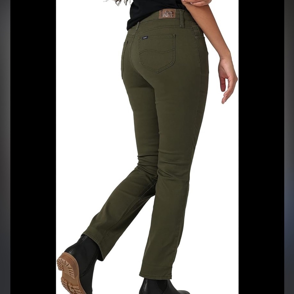 Lee Olive Green relaxed fit mid rise Straight leg Jeans